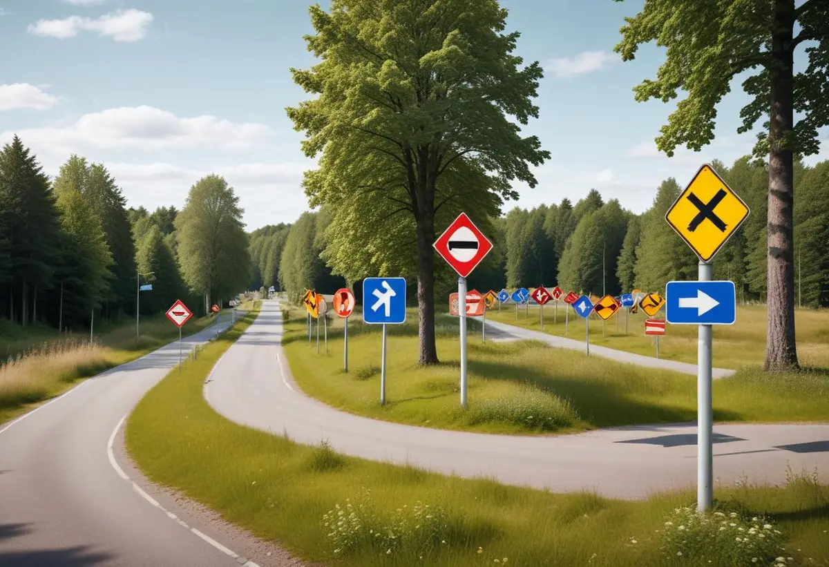 Följ vägmärkena för en säkrare väg! illustration